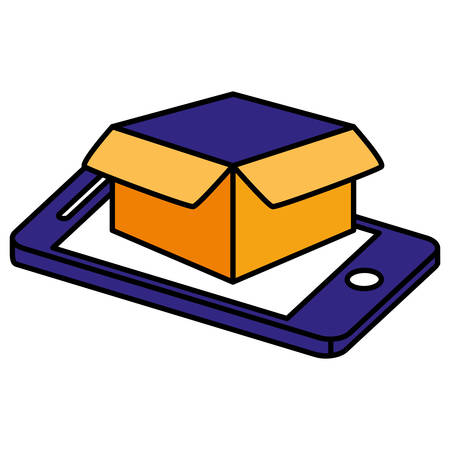 smartphone with box carton vector illustration designのイラスト素材