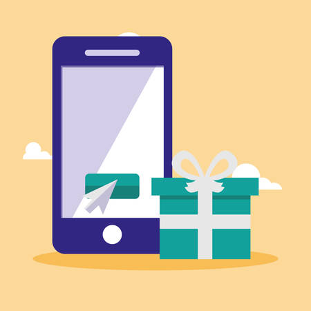 smartphone with gift ecommerce vector illustration designのイラスト素材