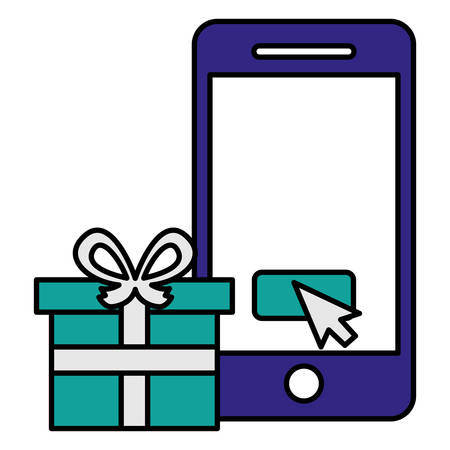 smartphone with gift ecommerce vector illustration designのイラスト素材