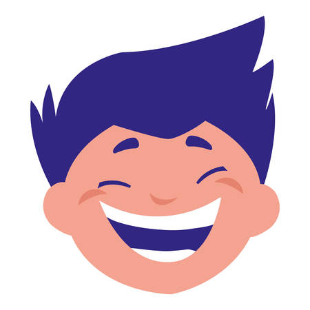 cute little boy head character vector illustration designのイラスト素材