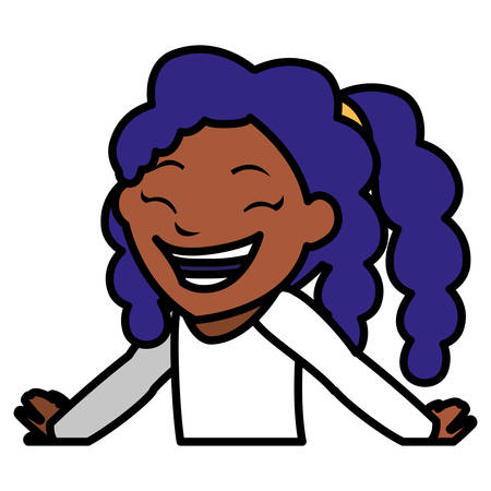 happy black girl character vector illustration designのイラスト素材