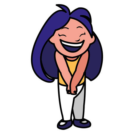 happy little girl character vector illustration designのイラスト素材