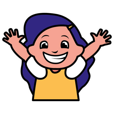 happy little girl character vector illustration designのイラスト素材