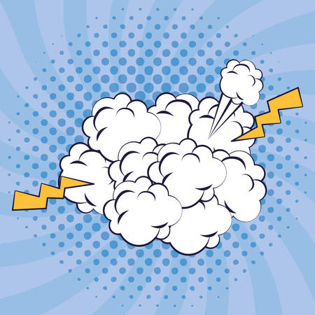 cloud expression with power rays pop art style vector illustration designのイラスト素材