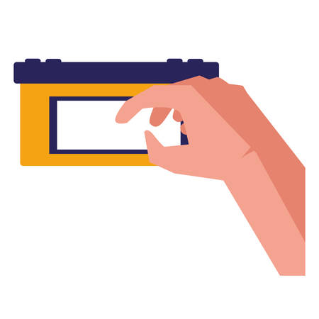 hand with electric battery car vector illustration designのイラスト素材