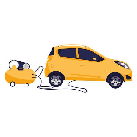 car vehicle with compressor in mechanical workshop vector illustration designのイラスト素材