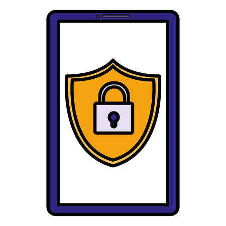 smartphone with shield and padlock vector illustration designのイラスト素材