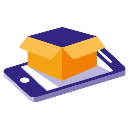 smartphone with box carton vector illustration designのイラスト素材
