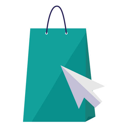 shopping bag with mouse arrow vector illustration designのイラスト素材