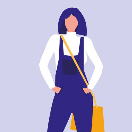beautiful woman modeling with handbag vector illustration designのイラスト素材