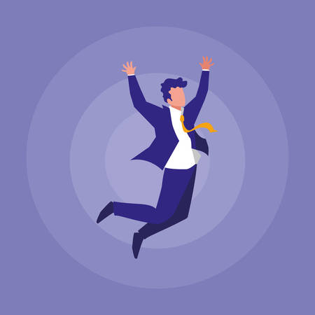 successful businessman celebrating character vector illustration designのイラスト素材