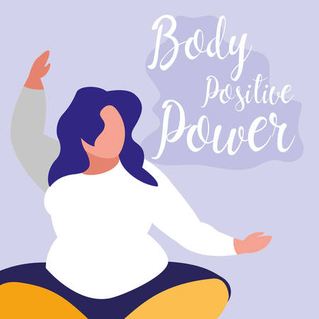 big woman exercising body positive power vector illustration designのイラスト素材