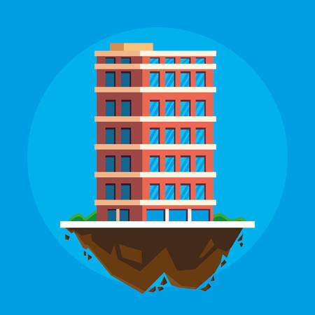 building in terrain scene vector illustration designのイラスト素材