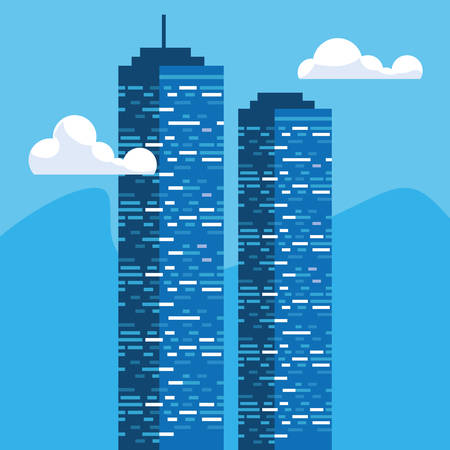 buildings construction cityscape scene vector illustration designのイラスト素材