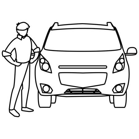 businessman with car character vector illustration designのイラスト素材
