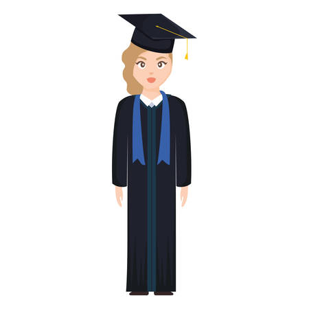 young student graduated girl character vector illustration designのイラスト素材
