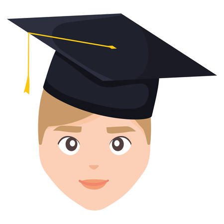 young student graduated head character vector illustration designのイラスト素材