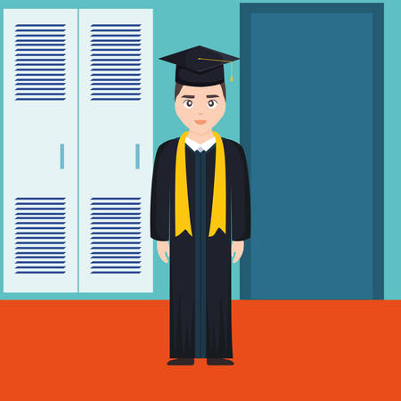 young student graduated character vector illustration designのイラスト素材