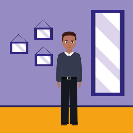 young and casual black man character vector illustration designのイラスト素材
