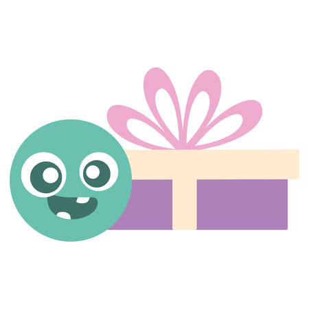 emoticon face with giftbox present vector illustration designのイラスト素材