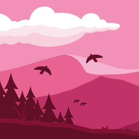 forest landscape scene icon vector illustration designのイラスト素材