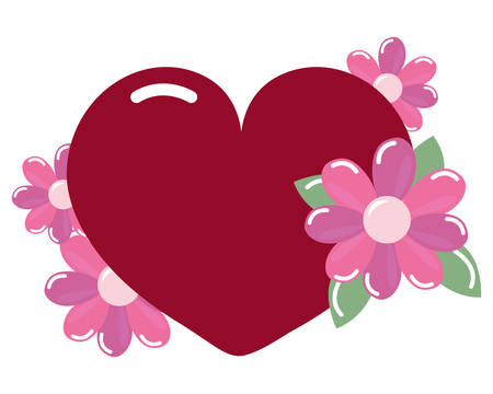 heart love flowers arrangement on white background vector illustrationのイラスト素材