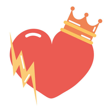 heart crown lightning cartoon girl power vector illustrationのイラスト素材