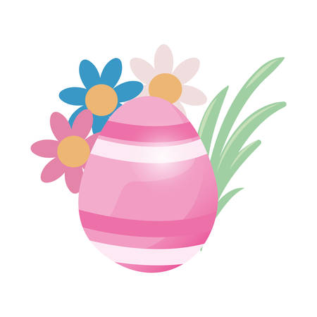 egg painted flowers happy easter card vector illustrationのイラスト素材