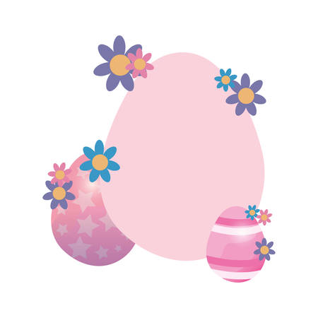 egg decorating badge template happy easter vector illustrationのイラスト素材