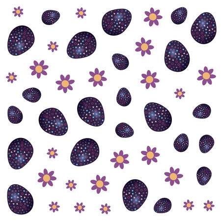 happy easter background eggs painted flowers decoration vector illustrationのイラスト素材