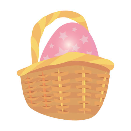 egg in basket decoration happy easter vector illustrationのイラスト素材