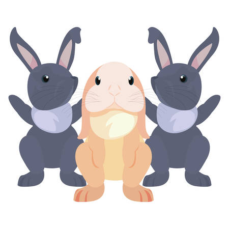 cute rabbits cartoon on white background vector illustration vector illustrationのイラスト素材