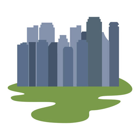 cityscape buildings panorama silhouette white background vector illustrationのイラスト素材