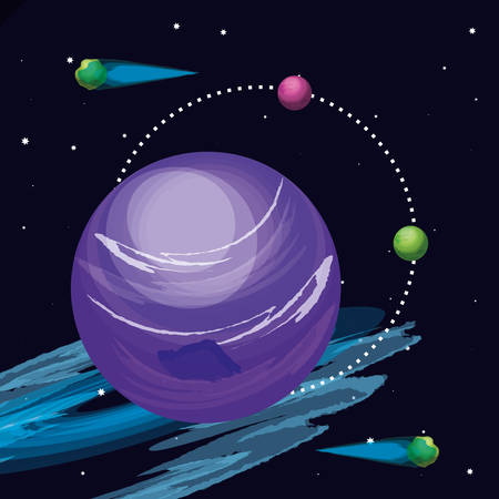 space with pluto planet universe scene vector illustration designのイラスト素材