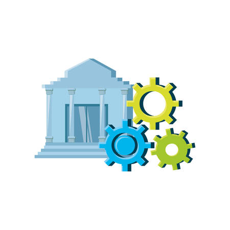 bank building with gears isolated icon vector illustration designのイラスト素材