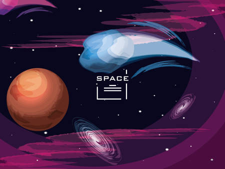 space with mars planet universe scene vector illustration designのイラスト素材