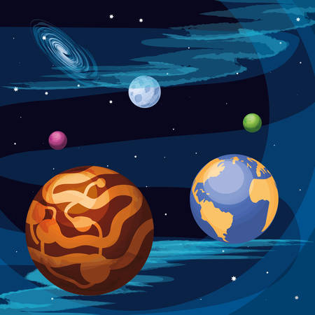 space with mars planet universe scene vector illustration designのイラスト素材