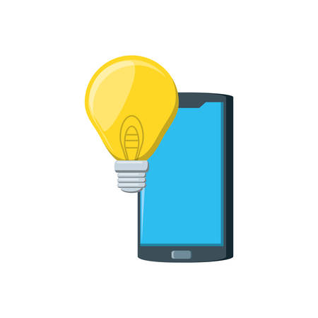 smartphone with light bulb isolated icon vector illustration designのイラスト素材
