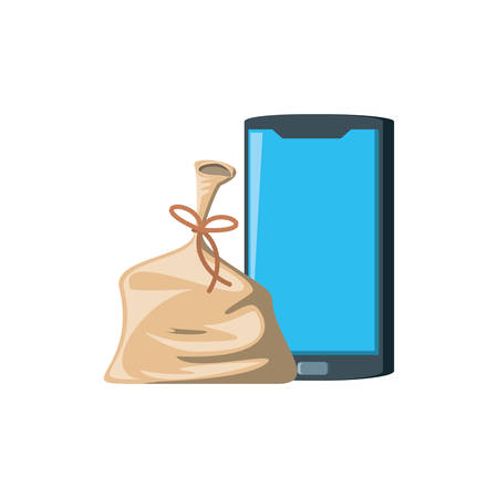 smartphone device with money bag vector illustration designのイラスト素材
