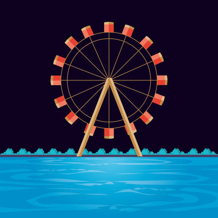 wheel panoramic of amusement park vector illustration designのイラスト素材