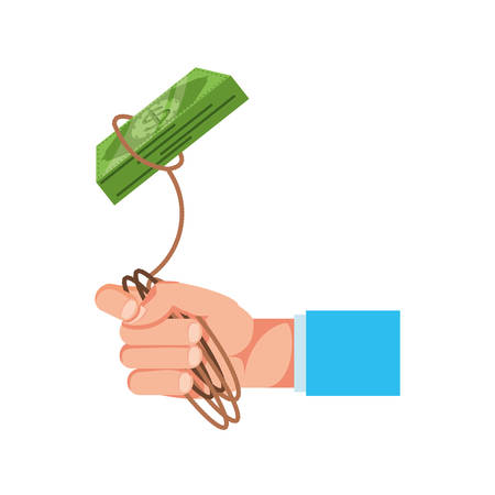 hand with bill dollar and rope vector illustration designのイラスト素材