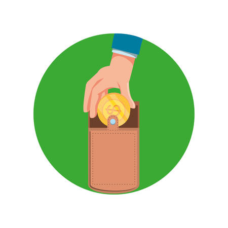 hand with wallet money and coin vector illustration designのイラスト素材