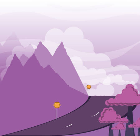 landscape mountainous with road vector illustration designのイラスト素材