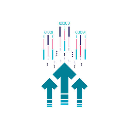 arrows up with code binary vector illustration design