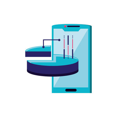 smartphone device with graphic statistic vector illustration designのイラスト素材
