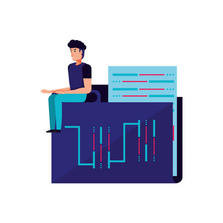 folder document with young man vector illustration designのイラスト素材