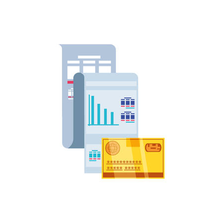 document with credit card money isolated icon vector illustration designのイラスト素材