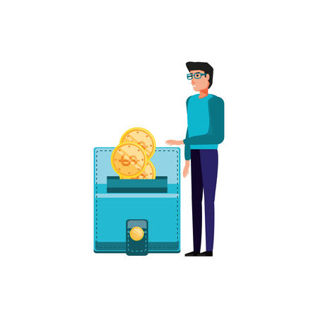 man and wallet money with coins vector illustration designのイラスト素材