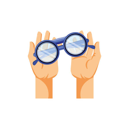 hands with optical eyeglasses isolated icon vector illustration designのイラスト素材