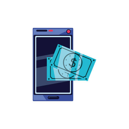 bills dollar with smartphone vector illustration designのイラスト素材